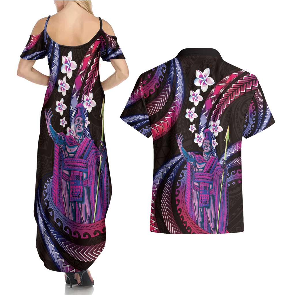 Hawaii King Kamehameha Couples Matching Summer Maxi Dress and Hawaiian Shirt Fantastic Plumeria Sweet Vibes LT01 - Polynesian Pride