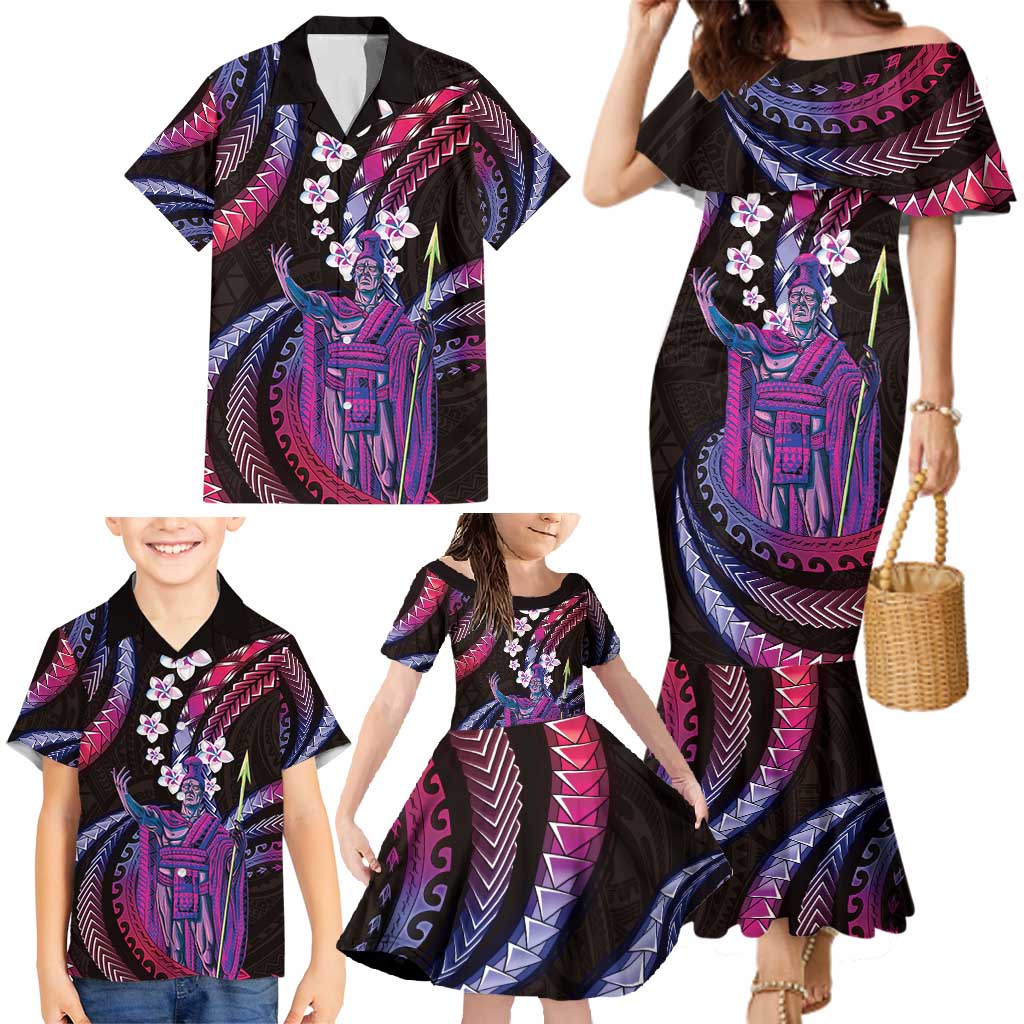 Hawaii King Kamehameha Family Matching Mermaid Dress and Hawaiian Shirt Fantastic Plumeria Sweet Vibes LT01 - Polynesian Pride