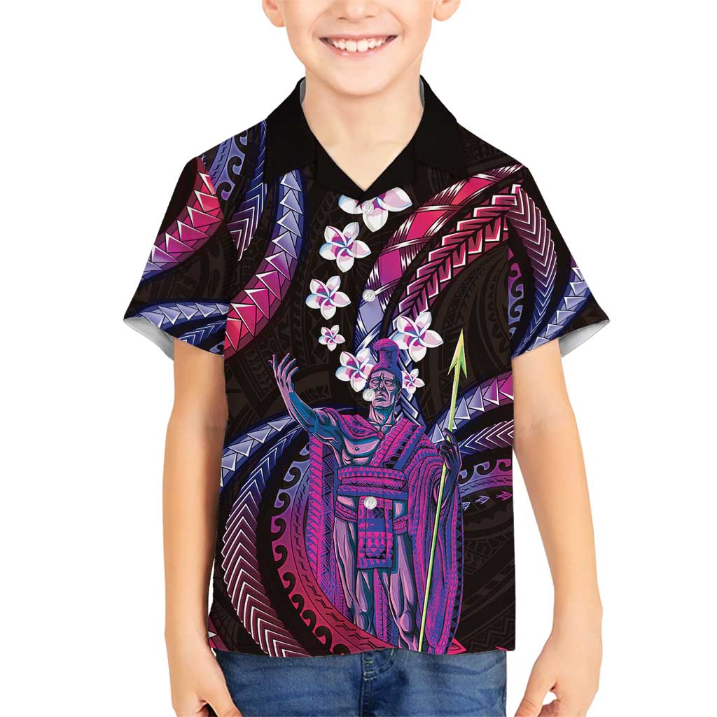 Hawaii King Kamehameha Family Matching Off Shoulder Maxi Dress and Hawaiian Shirt Fantastic Plumeria Sweet Vibes LT01 Son's Shirt Pink - Polynesian Pride
