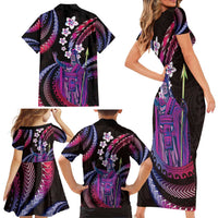 Hawaii King Kamehameha Family Matching Short Sleeve Bodycon Dress and Hawaiian Shirt Fantastic Plumeria Sweet Vibes LT01 - Polynesian Pride