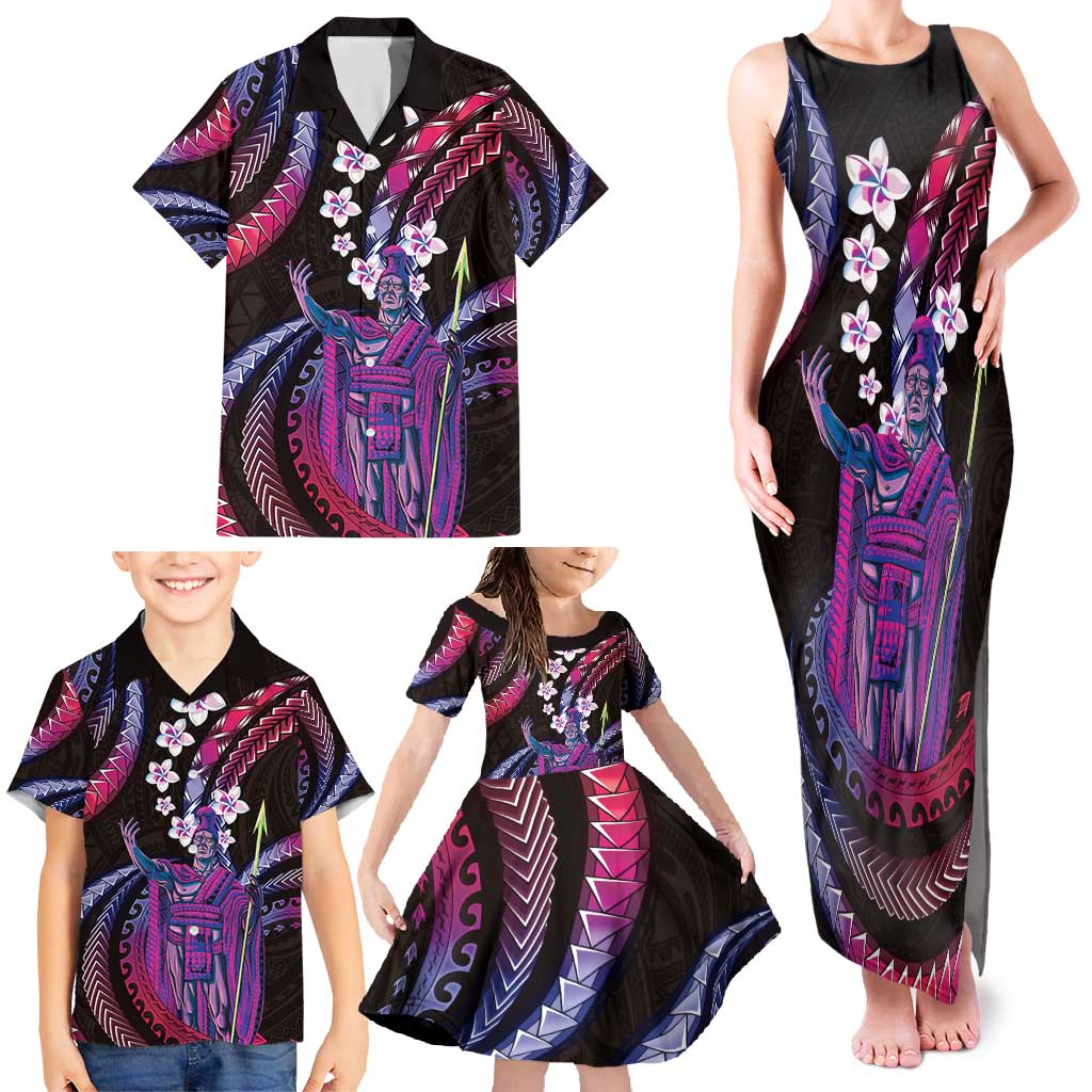 Hawaii King Kamehameha Family Matching Tank Maxi Dress and Hawaiian Shirt Fantastic Plumeria Sweet Vibes LT01 - Polynesian Pride