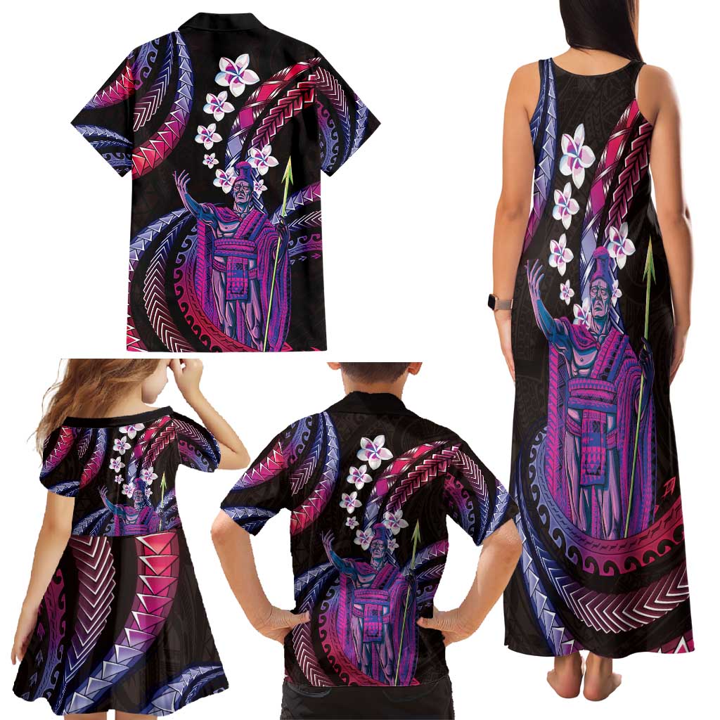 Hawaii King Kamehameha Family Matching Tank Maxi Dress and Hawaiian Shirt Fantastic Plumeria Sweet Vibes LT01 - Polynesian Pride