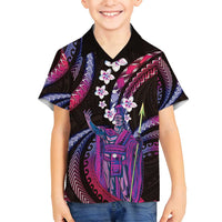 Hawaii King Kamehameha Family Matching Tank Maxi Dress and Hawaiian Shirt Fantastic Plumeria Sweet Vibes LT01 Son's Shirt Pink - Polynesian Pride