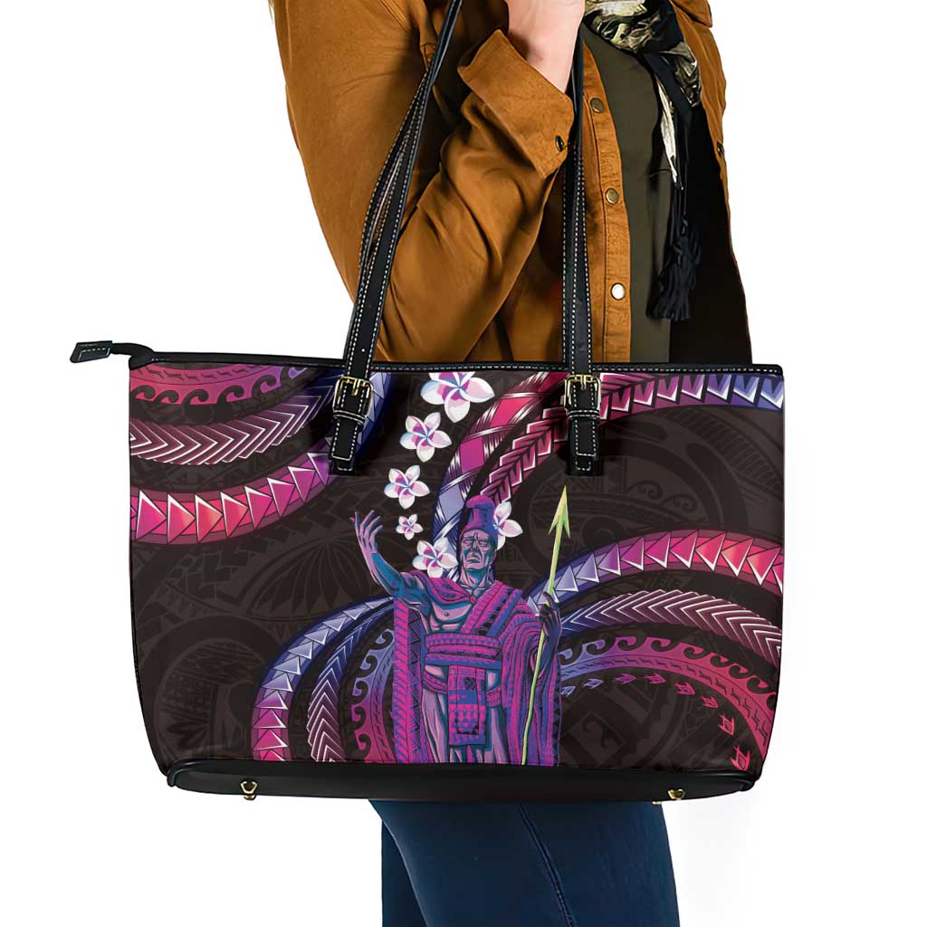 Hawaii King Kamehameha Leather Tote Bag Fantastic Plumeria Sweet Vibes LT01 - Polynesian Pride