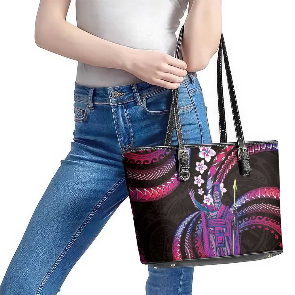 Hawaii King Kamehameha Leather Tote Bag Fantastic Plumeria Sweet Vibes LT01 - Polynesian Pride
