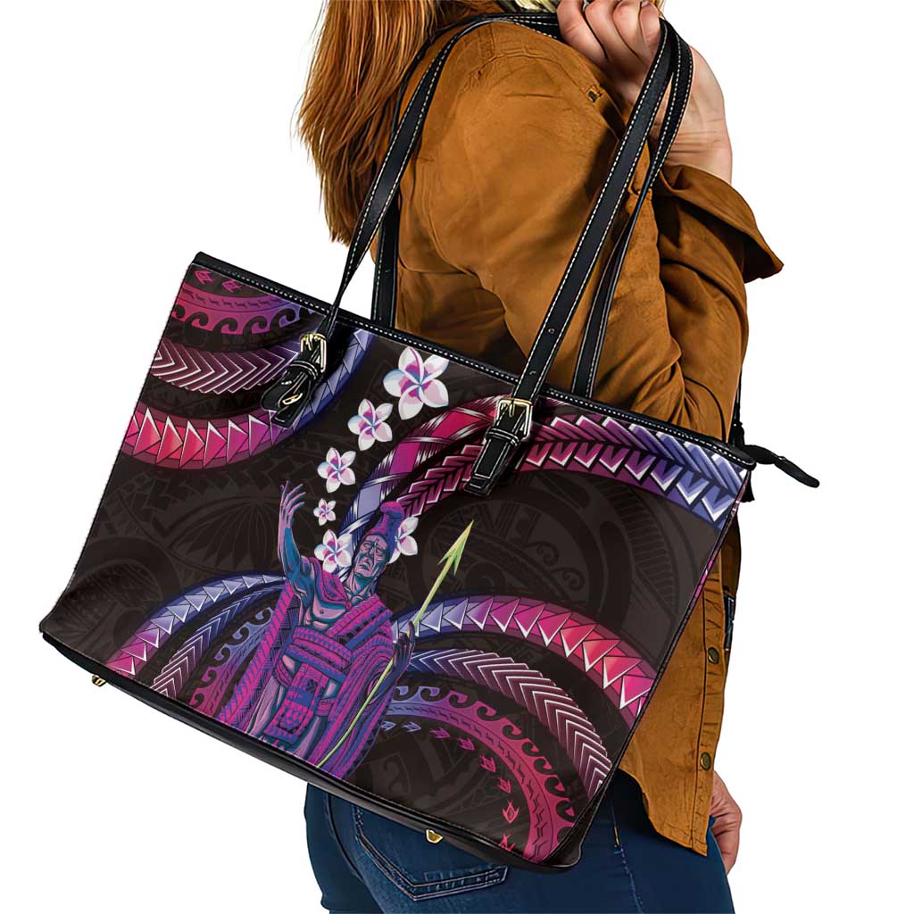 Hawaii King Kamehameha Leather Tote Bag Fantastic Plumeria Sweet Vibes LT01 - Polynesian Pride