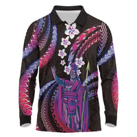 Hawaii King Kamehameha Long Sleeve Polo Shirt Fantastic Plumeria Sweet Vibes LT01 Pink - Polynesian Pride