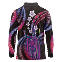 Hawaii King Kamehameha Long Sleeve Polo Shirt Fantastic Plumeria Sweet Vibes LT01 - Polynesian Pride