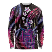 Hawaii King Kamehameha Long Sleeve Shirt Fantastic Plumeria Sweet Vibes LT01 Unisex Pink - Polynesian Pride