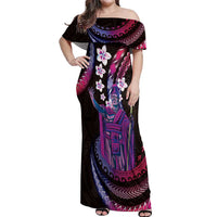 Hawaii King Kamehameha Off Shoulder Maxi Dress Fantastic Plumeria Sweet Vibes LT01 Women Pink - Polynesian Pride