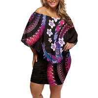 Hawaii King Kamehameha Off Shoulder Short Dress Fantastic Plumeria Sweet Vibes LT01 Women Pink - Polynesian Pride