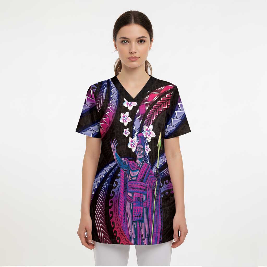 Hawaii King Kamehameha Scrub Top Fantastic Plumeria Sweet Vibes - Polynesian Pride