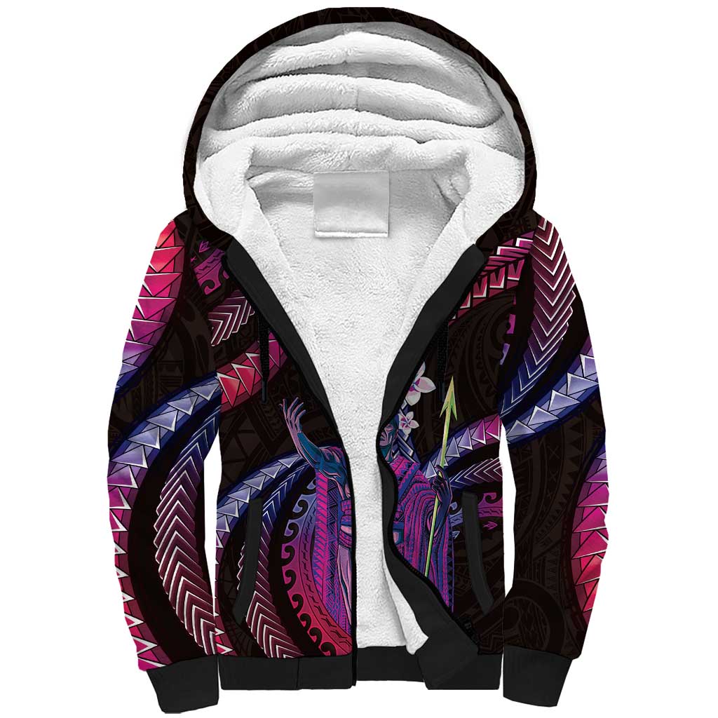 Hawaii King Kamehameha Sherpa Hoodie Fantastic Plumeria Sweet Vibes LT01 Unisex Pink - Polynesian Pride