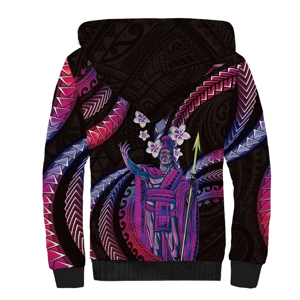 Hawaii King Kamehameha Sherpa Hoodie Fantastic Plumeria Sweet Vibes LT01 - Polynesian Pride