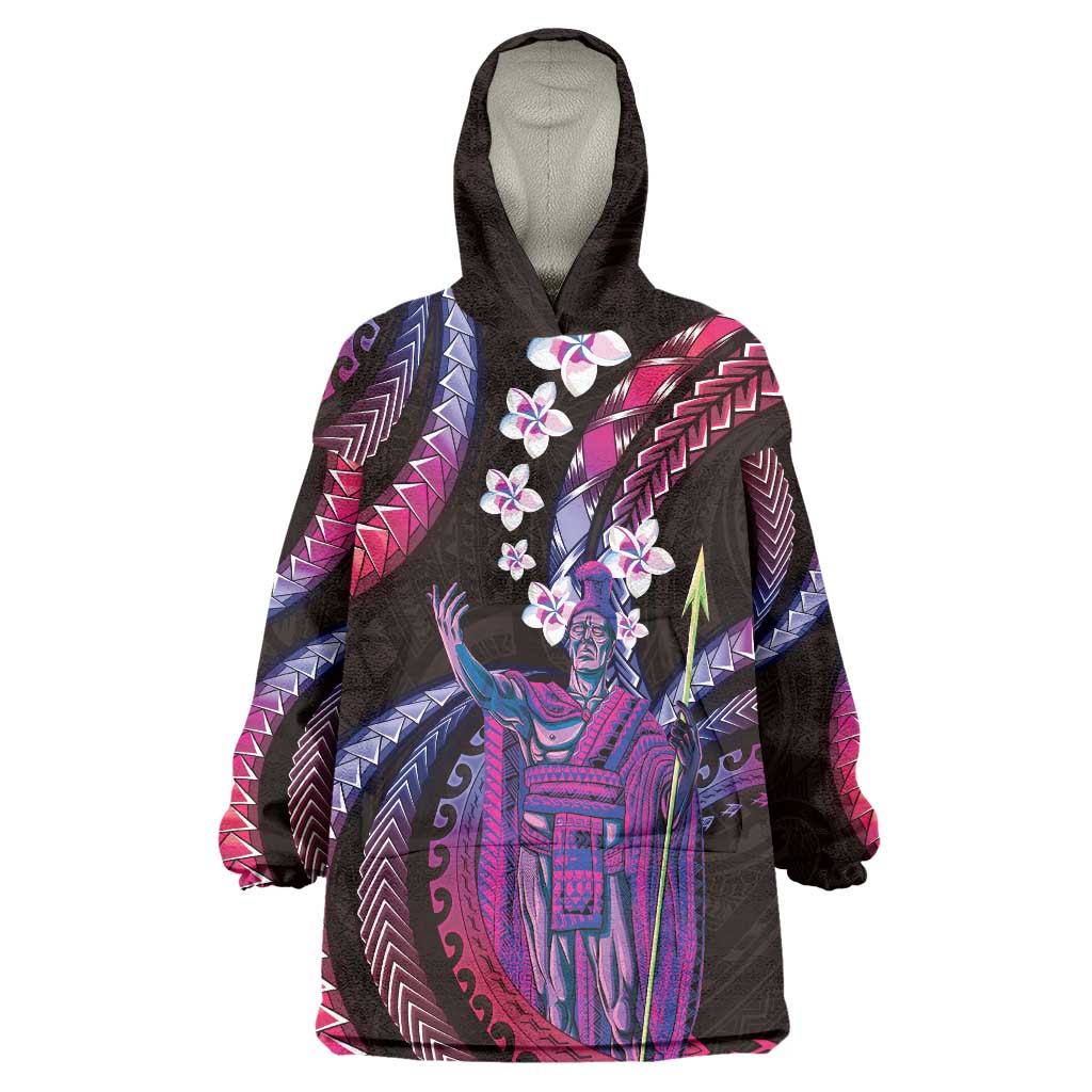 Hawaii King Kamehameha Wearable Blanket Hoodie Fantastic Plumeria Sweet Vibes LT01 One Size Pink - Polynesian Pride