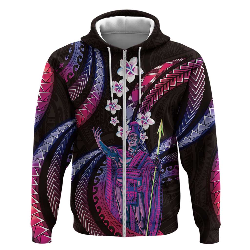 Hawaii King Kamehameha Zip Hoodie Fantastic Plumeria Sweet Vibes LT01 Zip Hoodie Pink - Polynesian Pride