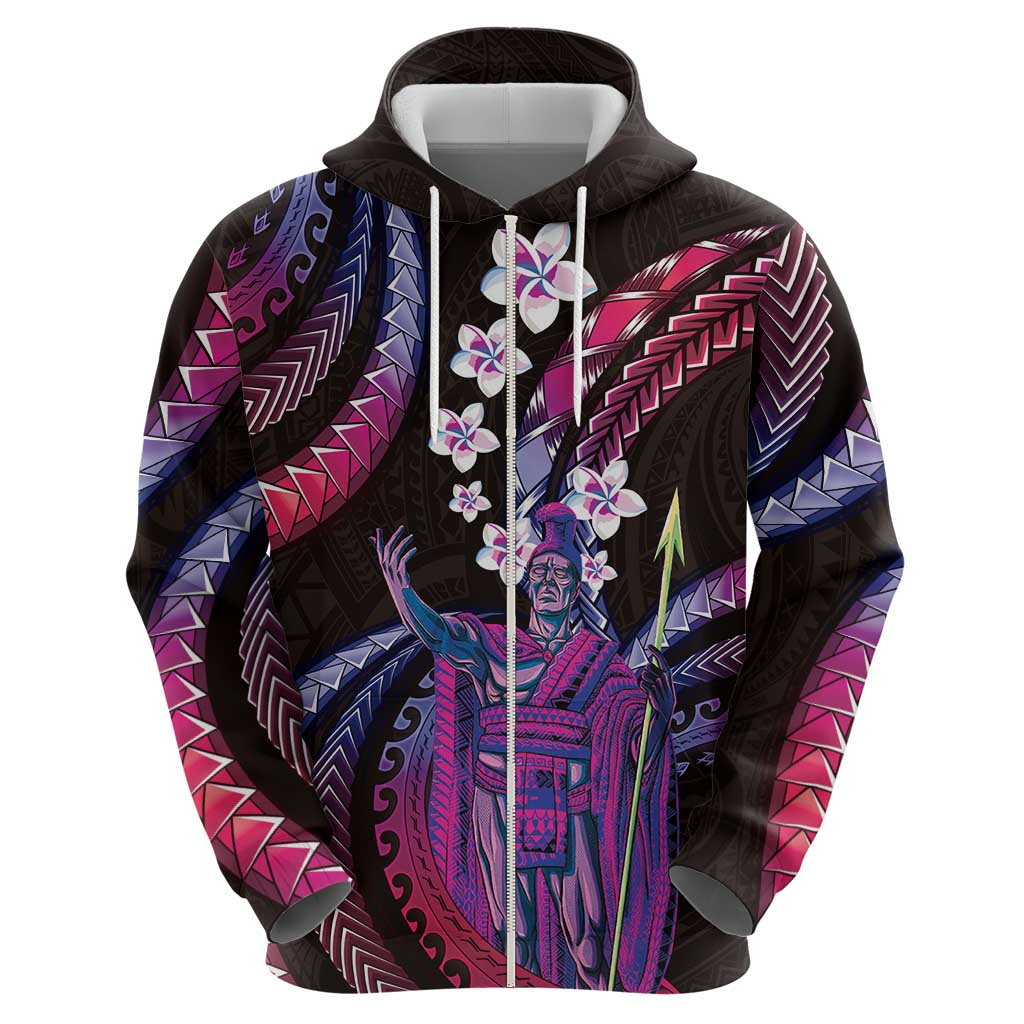 Hawaii King Kamehameha Zip Hoodie Fantastic Plumeria Sweet Vibes LT01 - Polynesian Pride