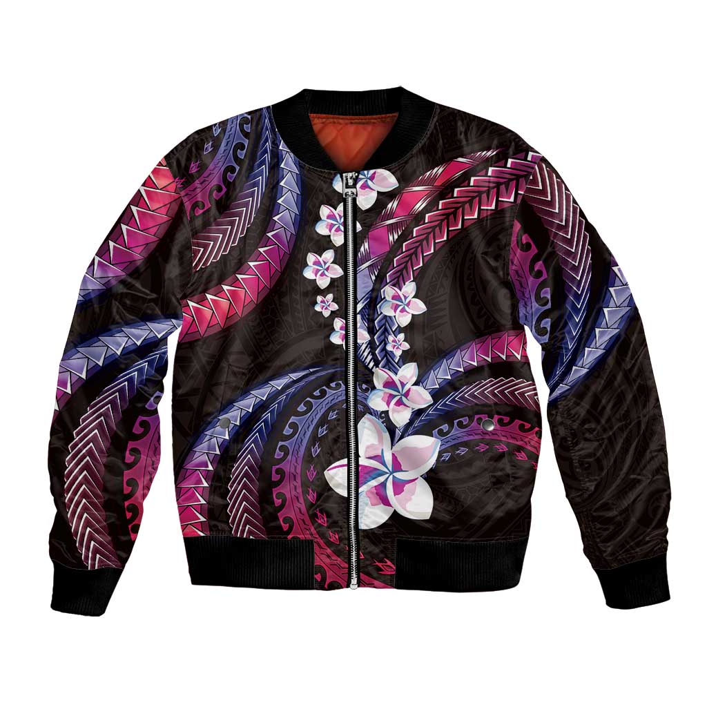 Hawaii Plumeria Bomber Jacket Sweet Gradient Polynesian Pattern LT01 Unisex Pink - Polynesian Pride