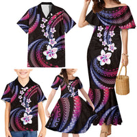 Hawaii Plumeria Family Matching Mermaid Dress and Hawaiian Shirt Sweet Gradient Polynesian Pattern LT01 - Polynesian Pride