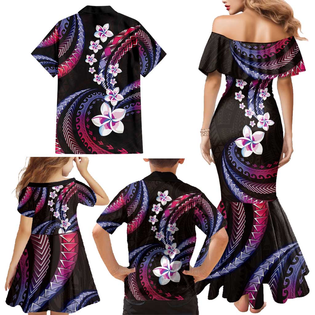 Hawaii Plumeria Family Matching Mermaid Dress and Hawaiian Shirt Sweet Gradient Polynesian Pattern LT01 - Polynesian Pride