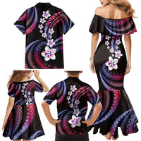 Hawaii Plumeria Family Matching Mermaid Dress and Hawaiian Shirt Sweet Gradient Polynesian Pattern LT01 - Polynesian Pride