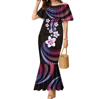 Hawaii Plumeria Family Matching Mermaid Dress and Hawaiian Shirt Sweet Gradient Polynesian Pattern LT01 Mom's Dress Pink - Polynesian Pride