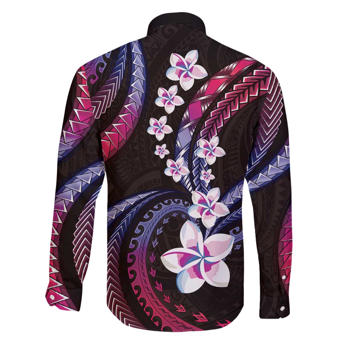 Hawaii Plumeria Family Matching Off The Shoulder Long Sleeve Dress and Hawaiian Shirt Sweet Gradient Polynesian Pattern
