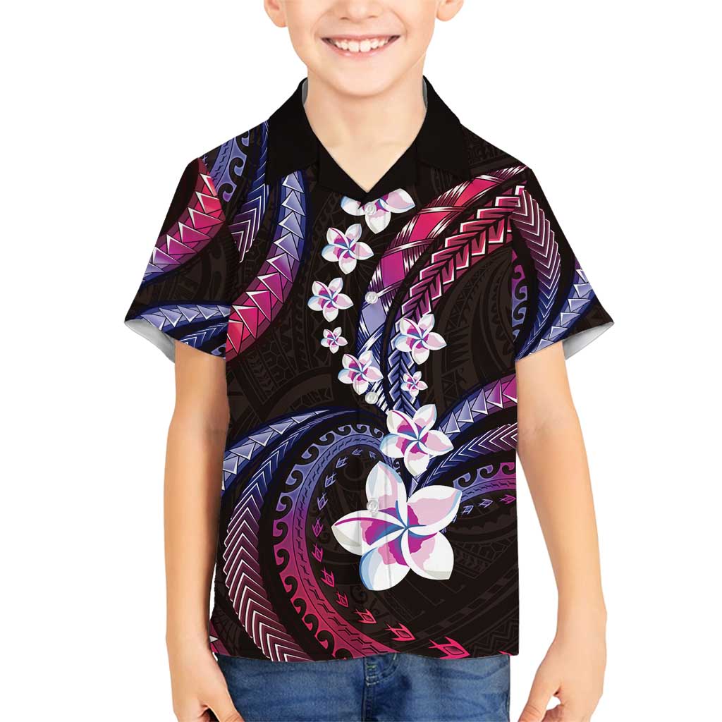 Hawaii Plumeria Family Matching Puletasi and Hawaiian Shirt Sweet Gradient Polynesian Pattern