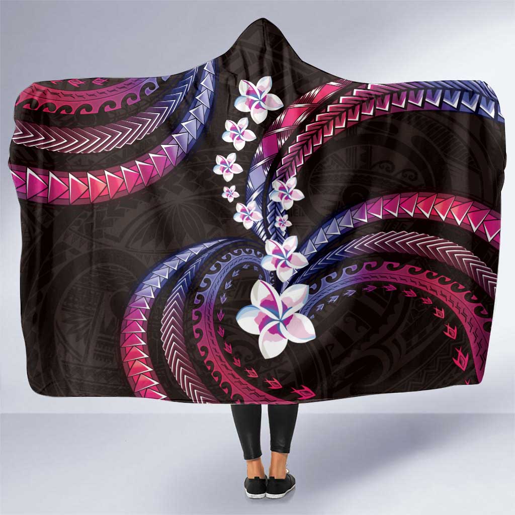 Hawaii Plumeria Hooded Blanket Sweet Gradient Polynesian Pattern LT01 One Size Pink - Polynesian Pride