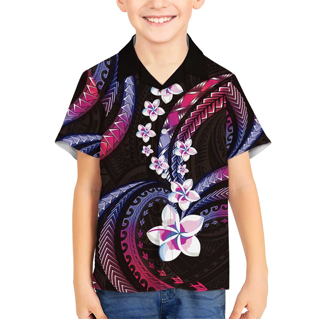 Hawaii Plumeria Kid Hawaiian Shirt Sweet Gradient Polynesian Pattern LT01 Kid Pink - Polynesian Pride