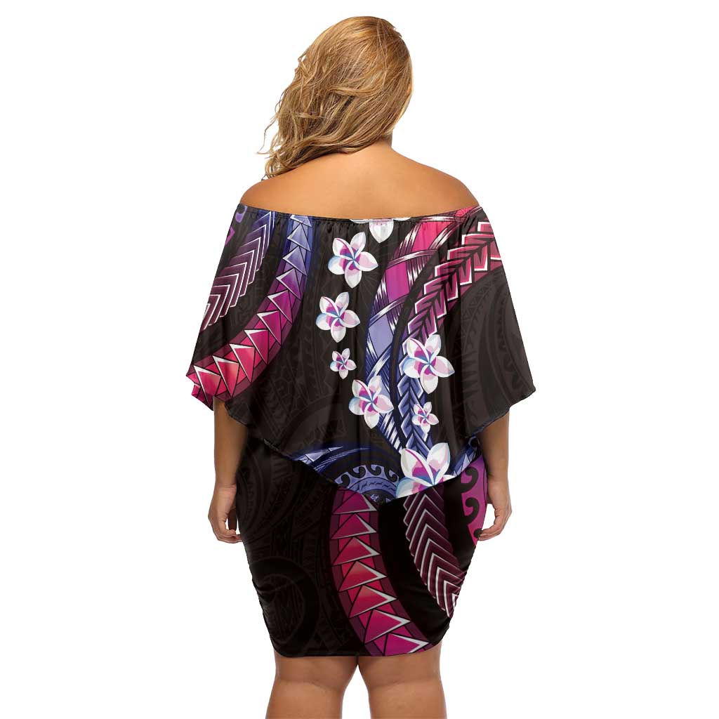 Hawaii Plumeria Off Shoulder Short Dress Sweet Gradient Polynesian Pattern LT01 - Polynesian Pride