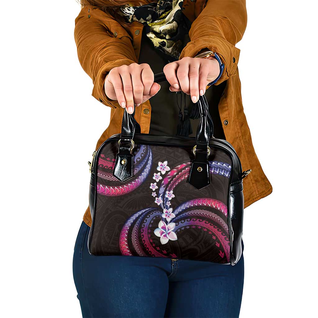 Hawaii Plumeria Shoulder Handbag Sweet Gradient Polynesian Pattern