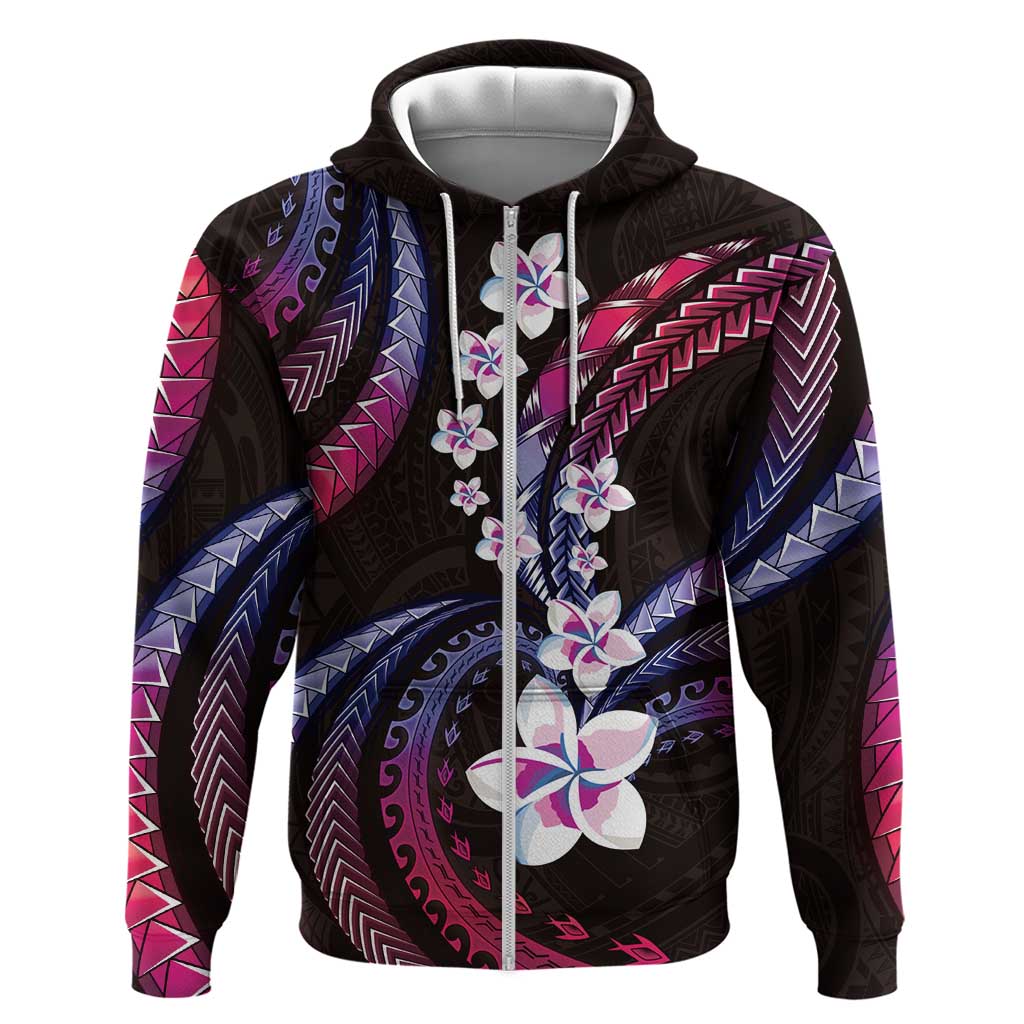 Hawaii Plumeria Zip Hoodie Sweet Gradient Polynesian Pattern LT01 Zip Hoodie Pink - Polynesian Pride
