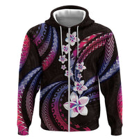 Hawaii Plumeria Zip Hoodie Sweet Gradient Polynesian Pattern LT01 Zip Hoodie Pink - Polynesian Pride