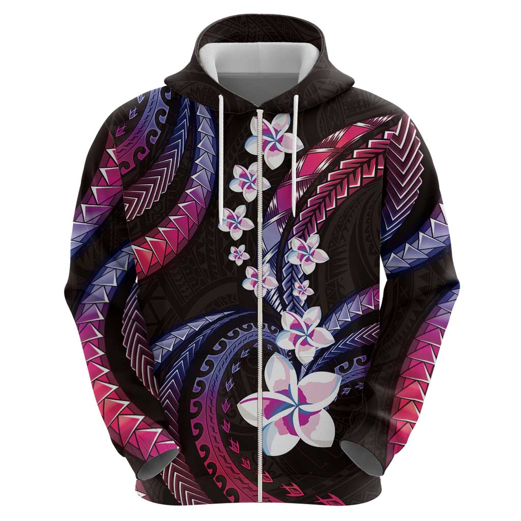 Hawaii Plumeria Zip Hoodie Sweet Gradient Polynesian Pattern LT01 - Polynesian Pride