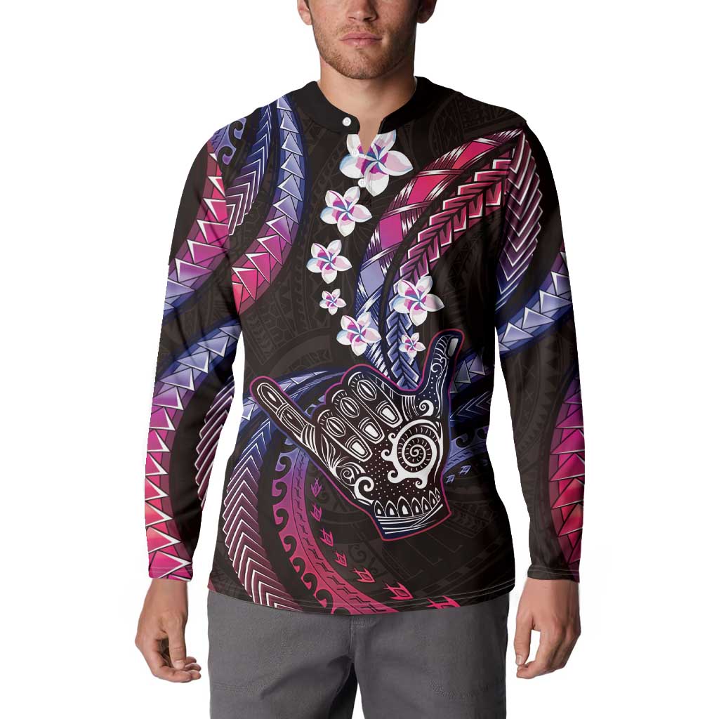 Hawaii Shaka Sign Button Sweatshirt Fantastic Frangipani Sweet Vibes