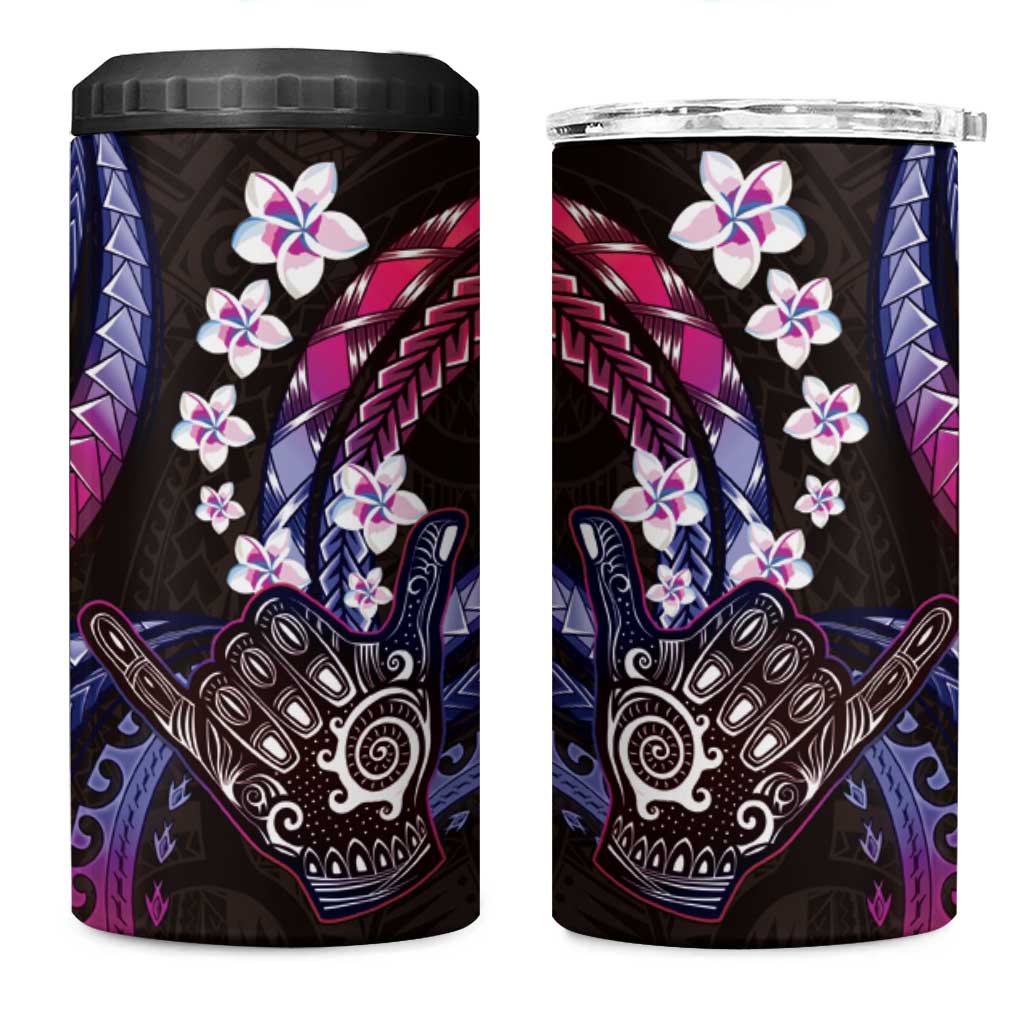 Hawaii Shaka Sign 4 in 1 Can Cooler Tumbler Fantastic Frangipani Sweet Vibes LT01 One Size: 16 oz Pink - Polynesian Pride