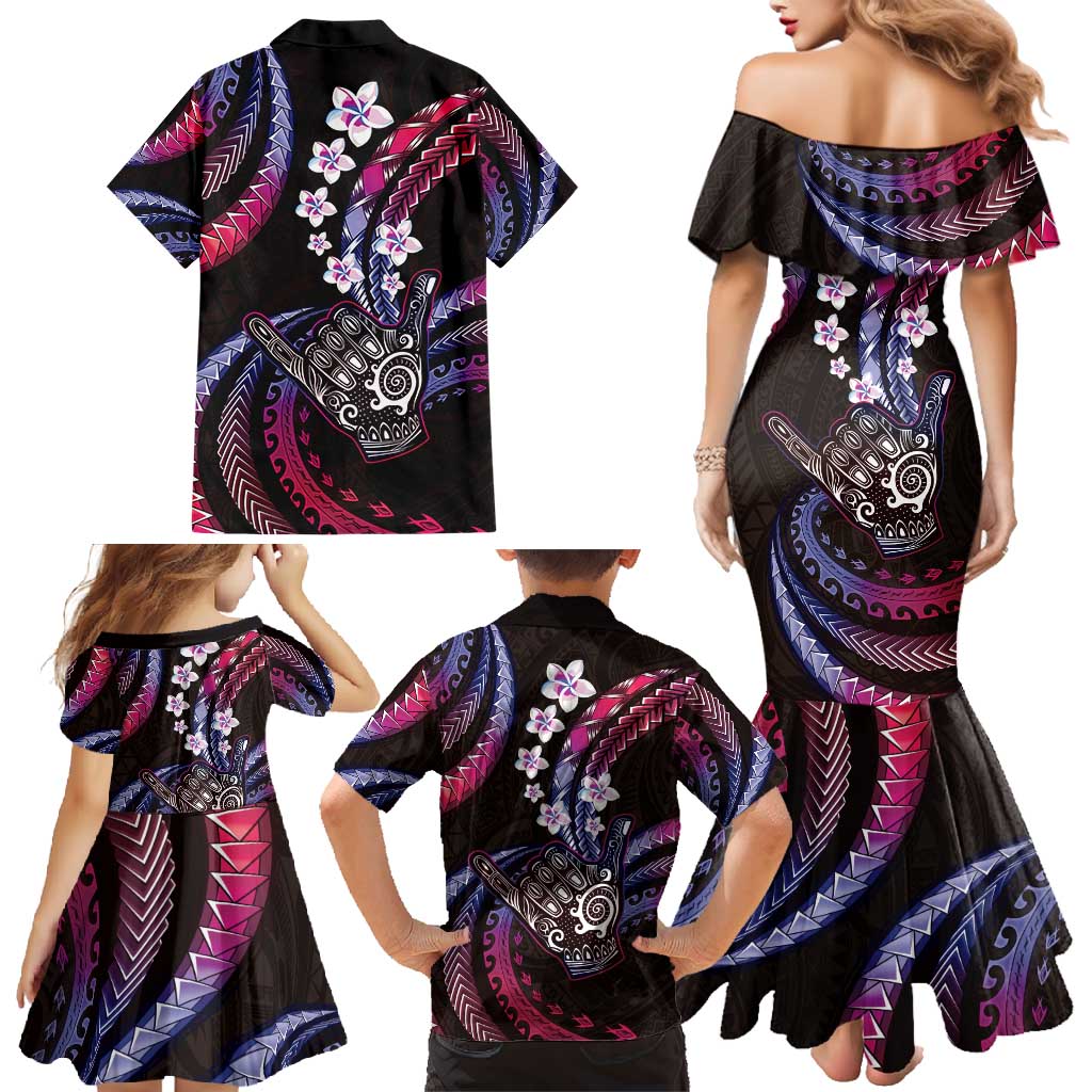 Hawaii Shaka Sign Family Matching Mermaid Dress and Hawaiian Shirt Fantastic Frangipani Sweet Vibes LT01 - Polynesian Pride