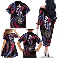 Hawaii Shaka Sign Family Matching Off The Shoulder Long Sleeve Dress and Hawaiian Shirt Fantastic Frangipani Sweet Vibes