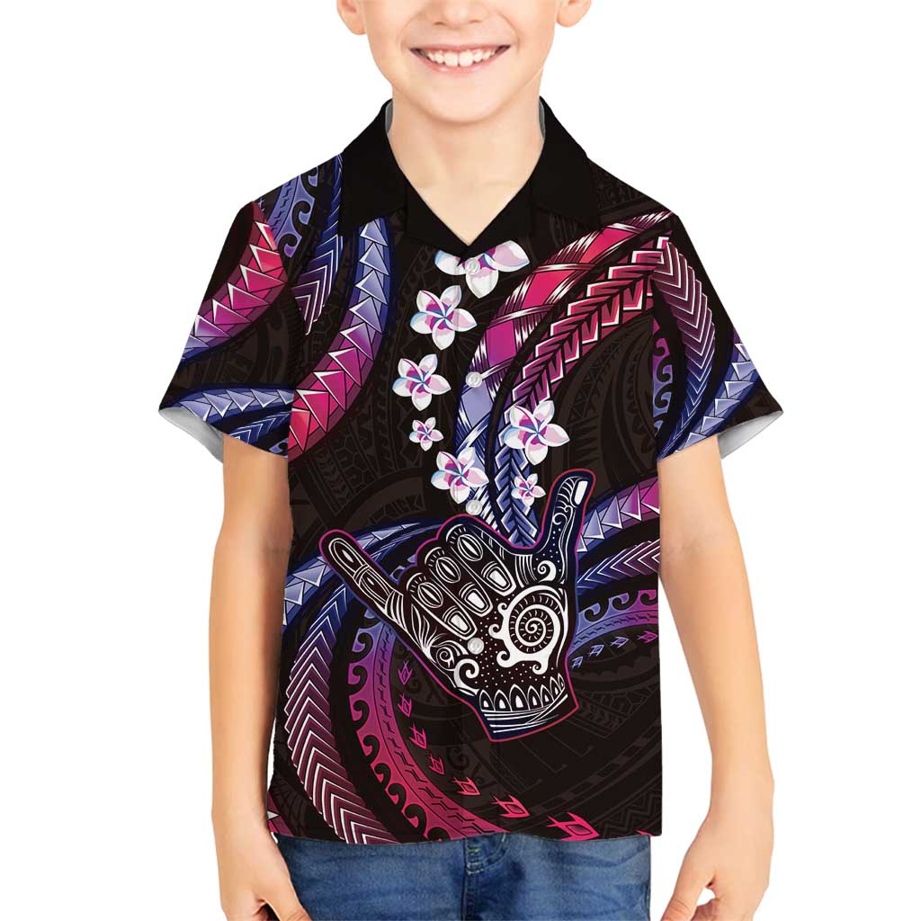 Hawaii Shaka Sign Family Matching Off Shoulder Maxi Dress and Hawaiian Shirt Fantastic Frangipani Sweet Vibes LT01 Son's Shirt Pink - Polynesian Pride