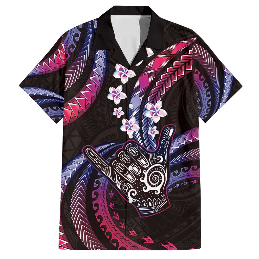 Hawaii Shaka Sign Family Matching Puletasi and Hawaiian Shirt Fantastic Frangipani Sweet Vibes LT01 Dad's Shirt - Short Sleeve Pink - Polynesian Pride