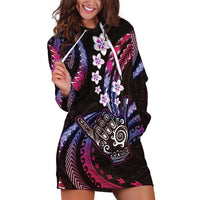 Hawaii Shaka Sign Hoodie Dress Fantastic Frangipani Sweet Vibes LT01 Pink - Polynesian Pride