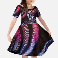 Hawaii Shaka Sign Kid Short Sleeve Dress Fantastic Frangipani Sweet Vibes LT01 KID Pink - Polynesian Pride