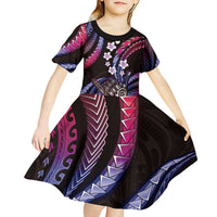 Hawaii Shaka Sign Kid Short Sleeve Dress Fantastic Frangipani Sweet Vibes LT01 - Polynesian Pride