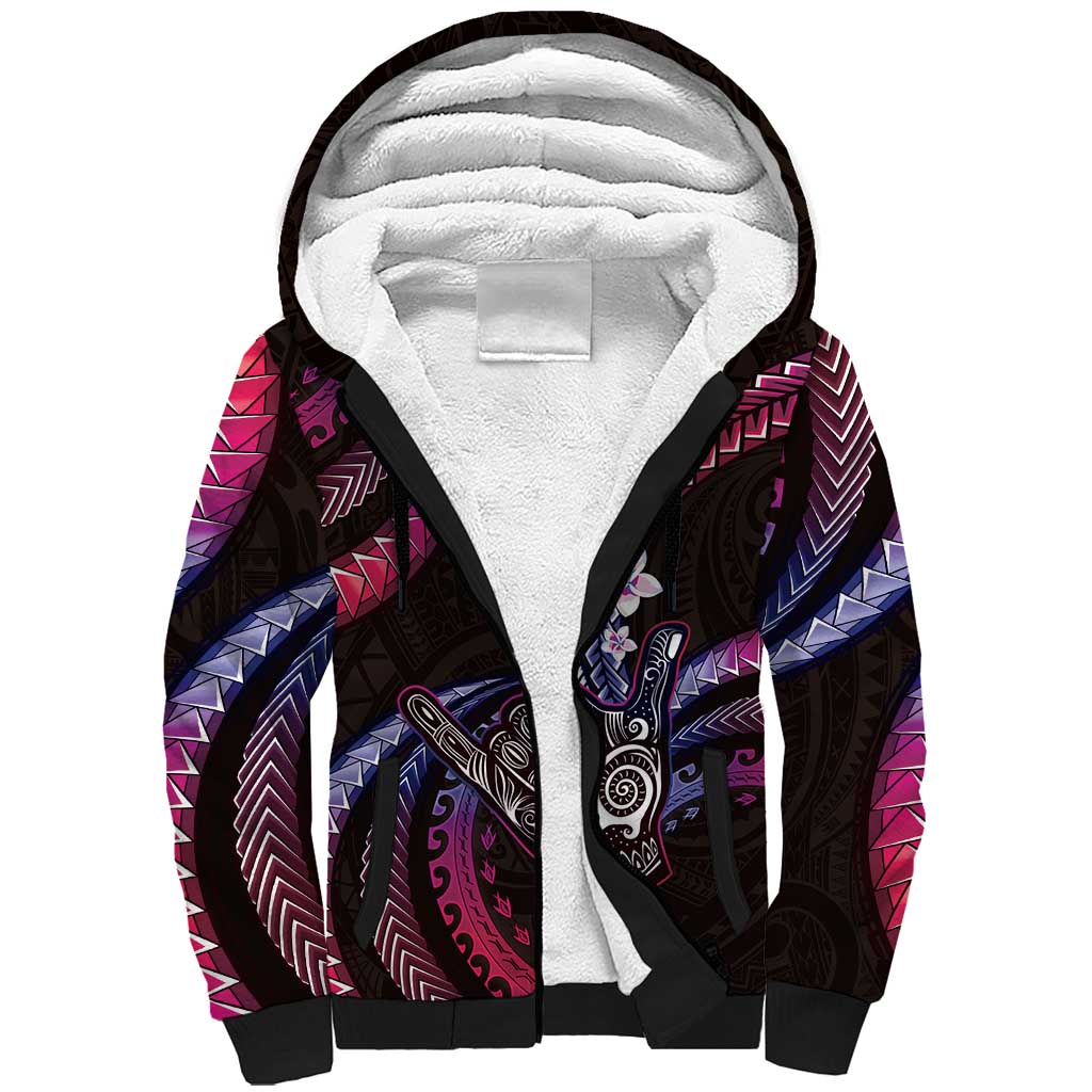 Hawaii Shaka Sign Sherpa Hoodie Fantastic Frangipani Sweet Vibes LT01 Unisex Pink - Polynesian Pride