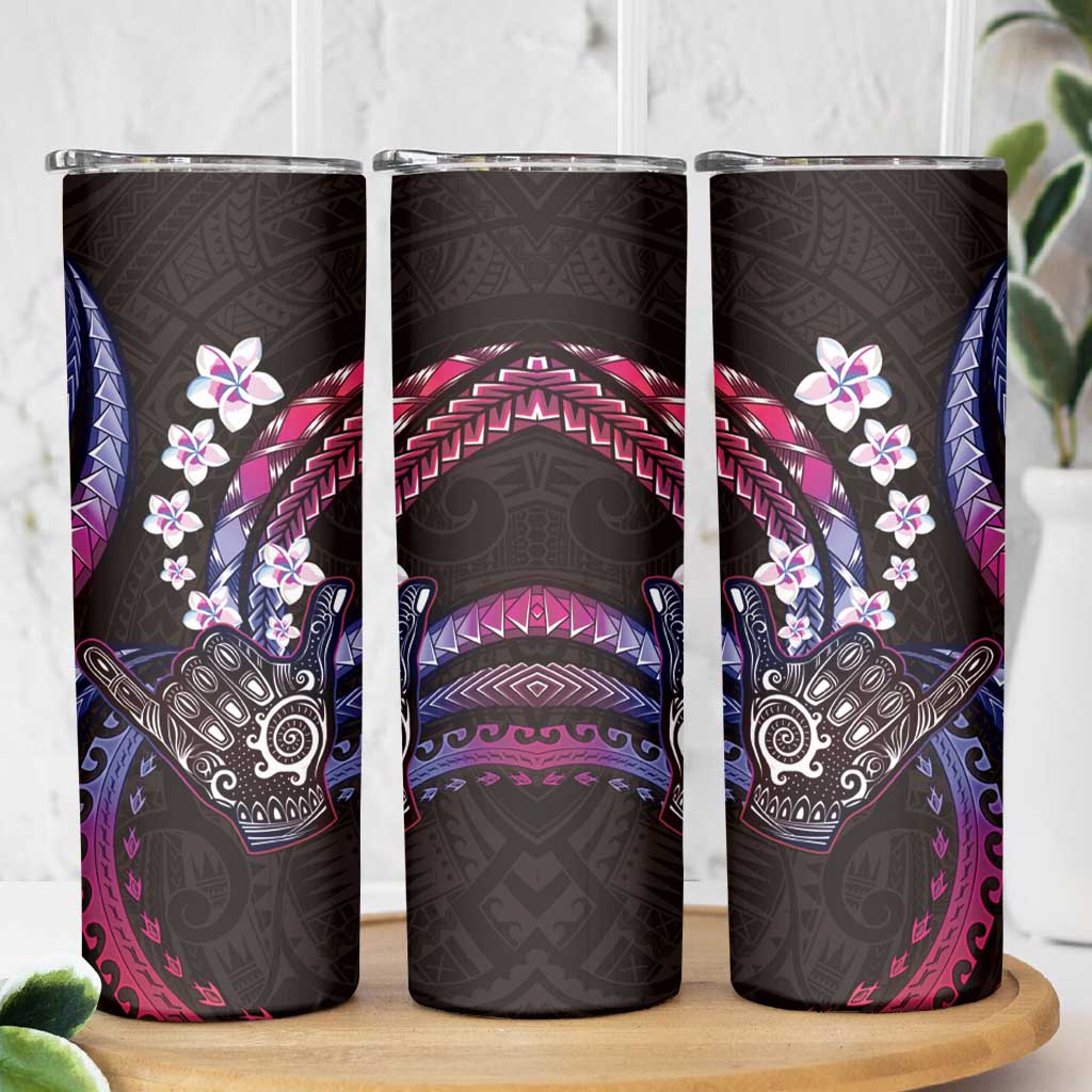 Hawaii Shaka Sign Skinny Tumbler Fantastic Frangipani Sweet Vibes LT01 - Polynesian Pride
