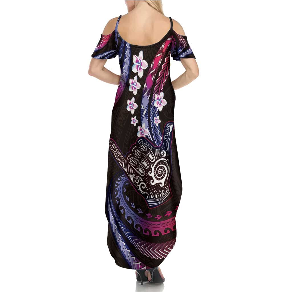Hawaii Shaka Sign Summer Maxi Dress Fantastic Frangipani Sweet Vibes