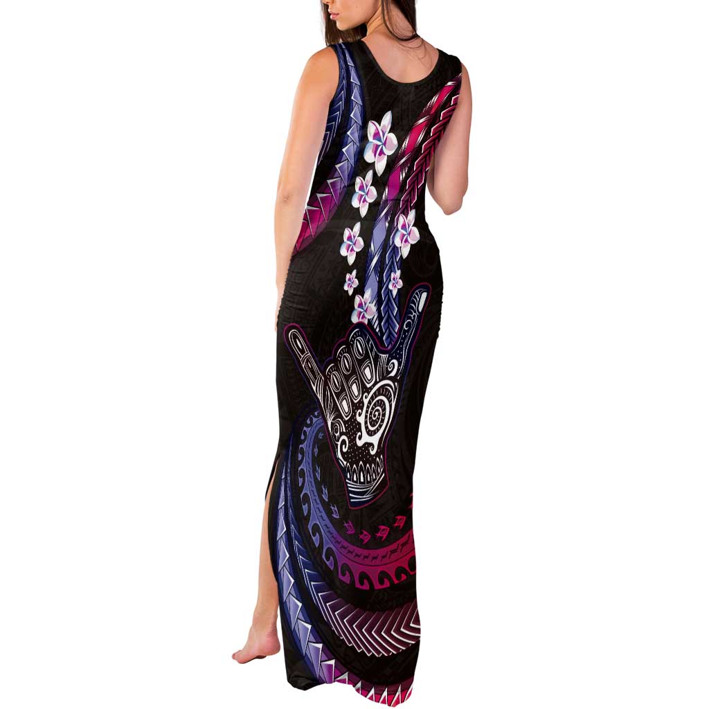 Hawaii Shaka Sign Tank Maxi Dress Fantastic Frangipani Sweet Vibes LT01 - Polynesian Pride