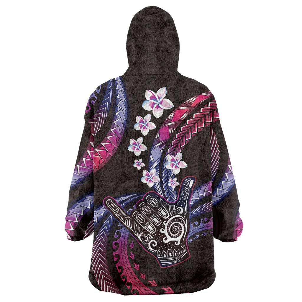 Hawaii Shaka Sign Wearable Blanket Hoodie Fantastic Frangipani Sweet Vibes LT01 - Polynesian Pride