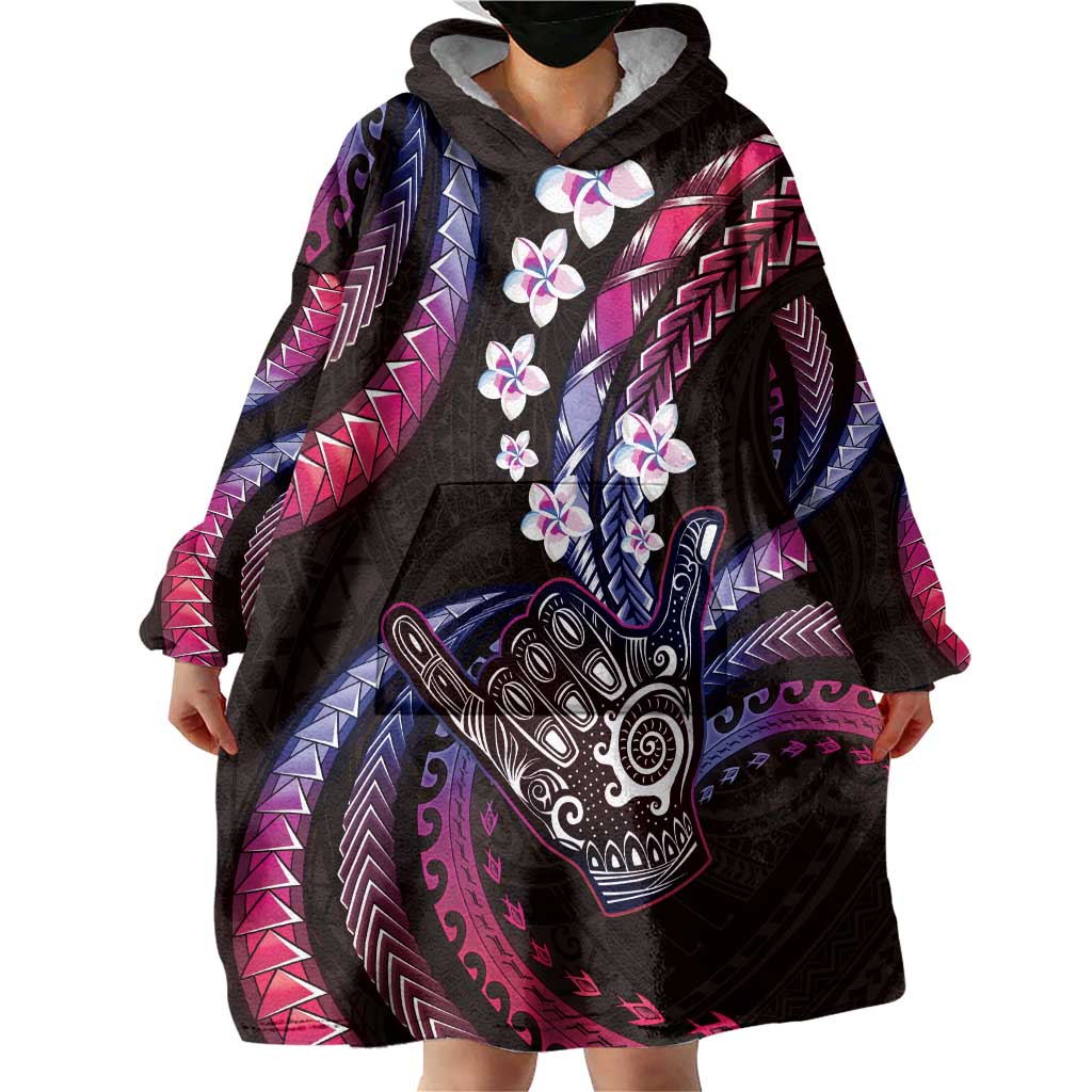 Hawaii Shaka Sign Wearable Blanket Hoodie Fantastic Frangipani Sweet Vibes LT01 - Polynesian Pride